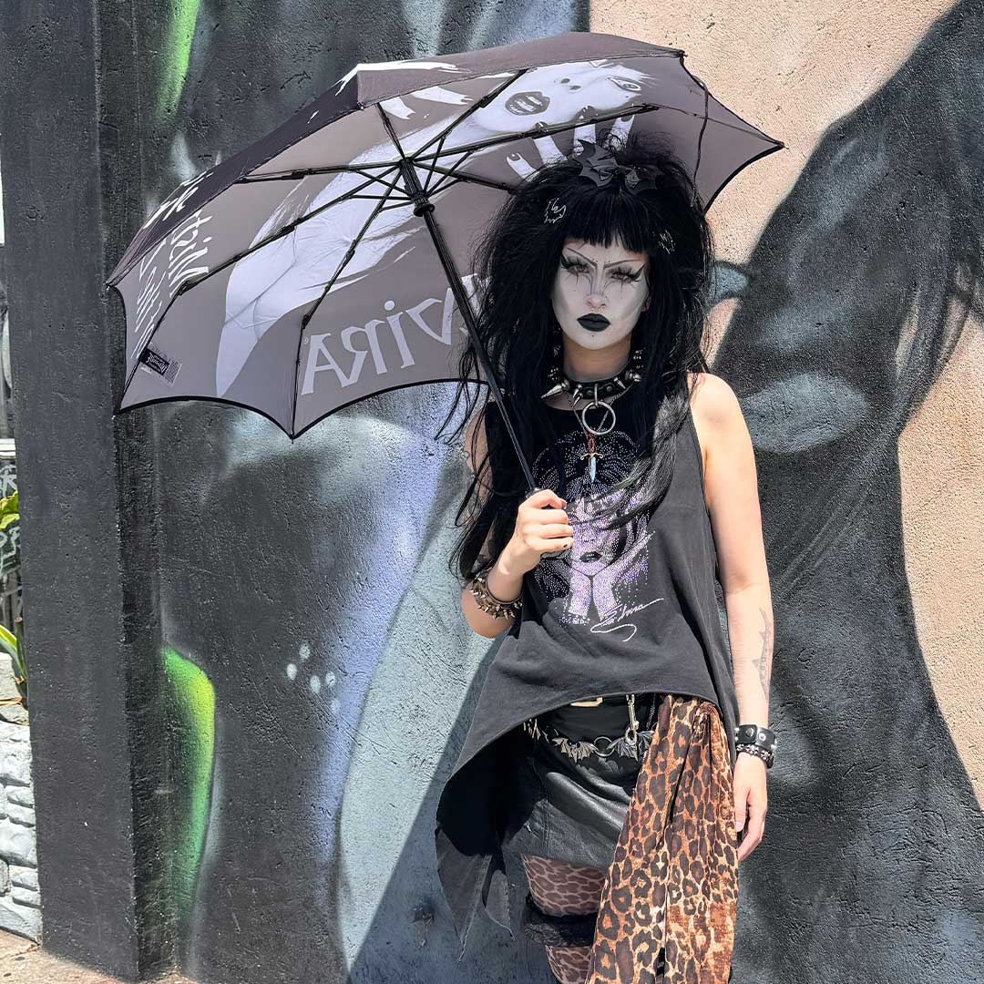 Skull Handle Elvira Classic Logo Anti UV Umbrella - Kreepsville