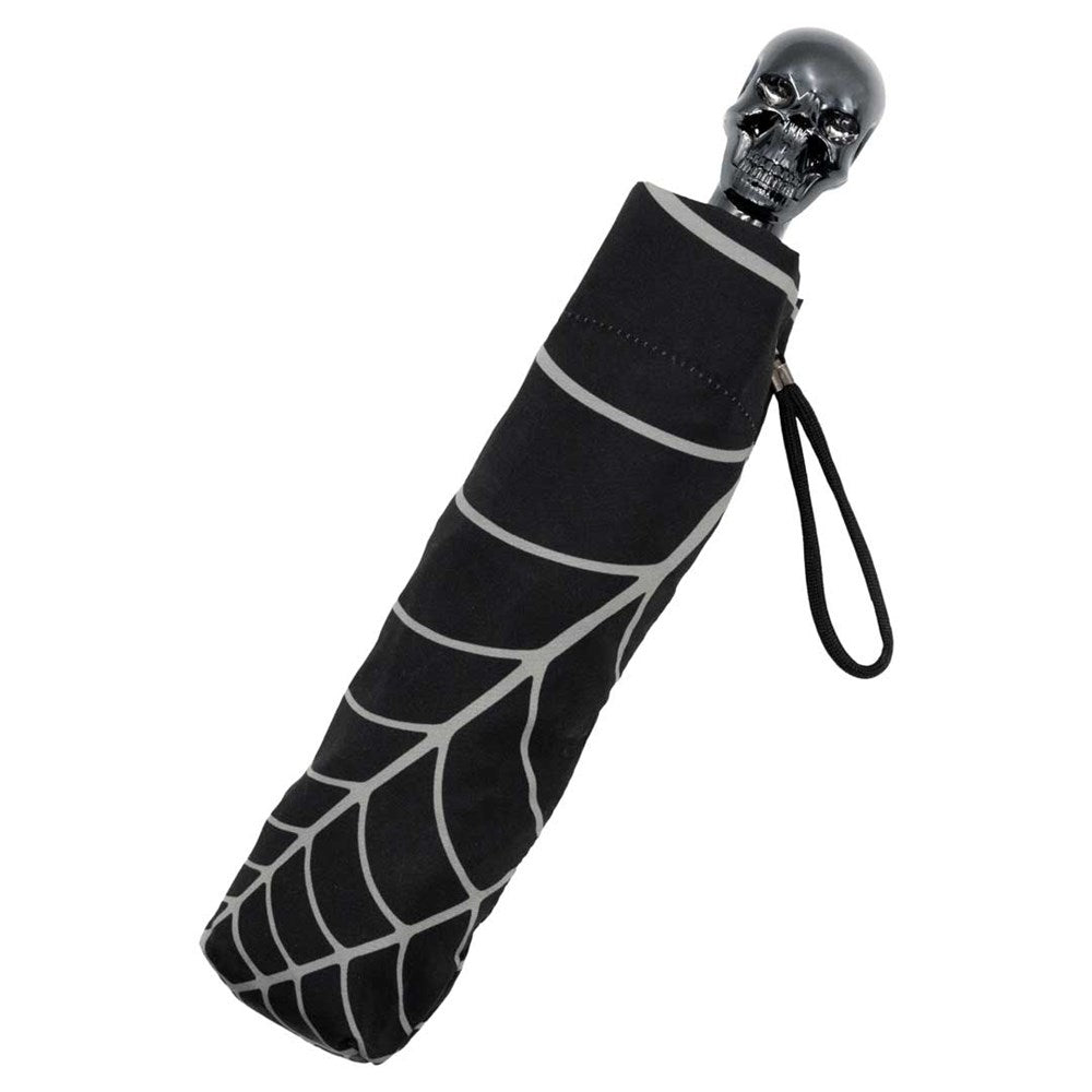 Skull Handle Spiderweb Anti UV Umbrella - Kreepsville
