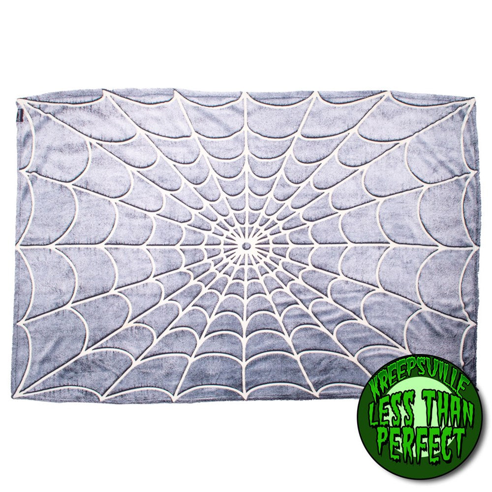 Less Than Perfect Spiderweb Glow In The Dark Throw Blanket - Kreepsville