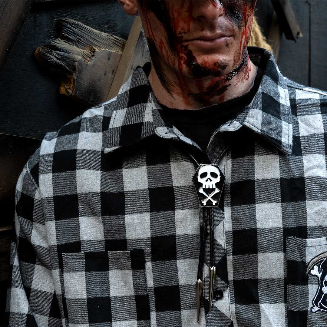 Coffin Skull Bones Bolo Western Tie - Kreepsville