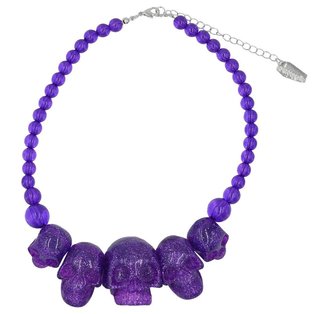 Skull Collection Necklace Purple Glitter - Kreepsville
