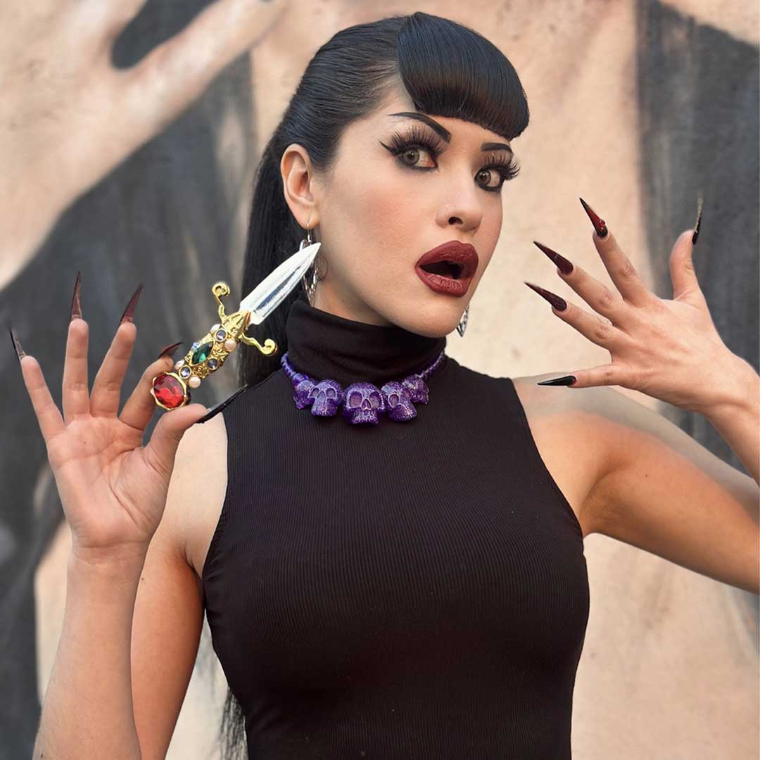 Skull Collection Necklace Purple Glitter - Kreepsville