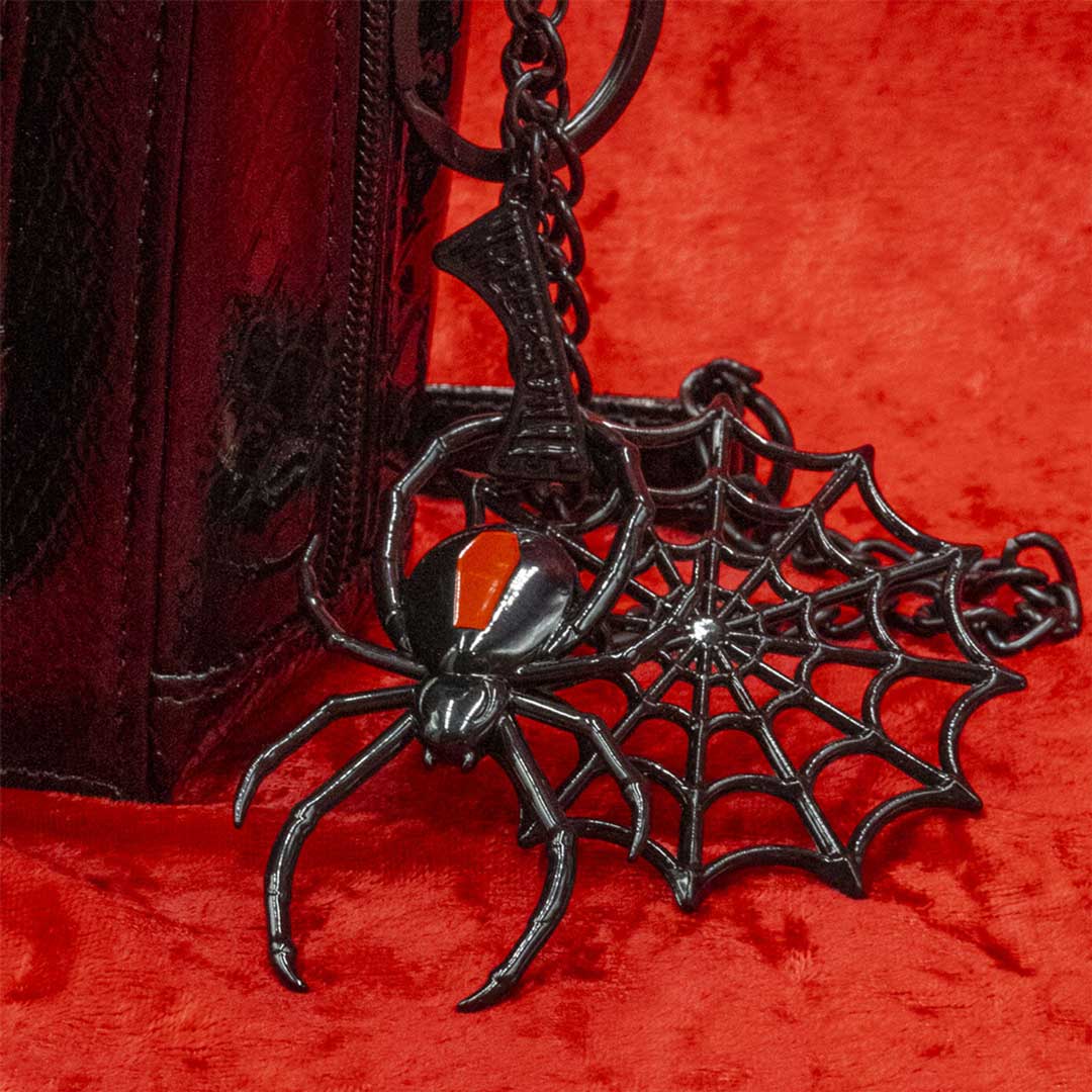 Black Widow Web Charm Keychain - Kreepsville