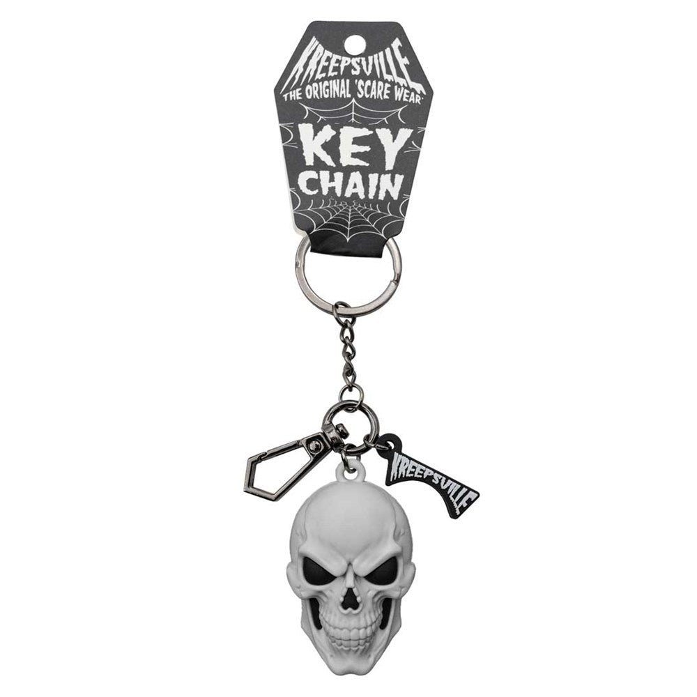 Skull White 3D Flat Keychain - Kreepsville