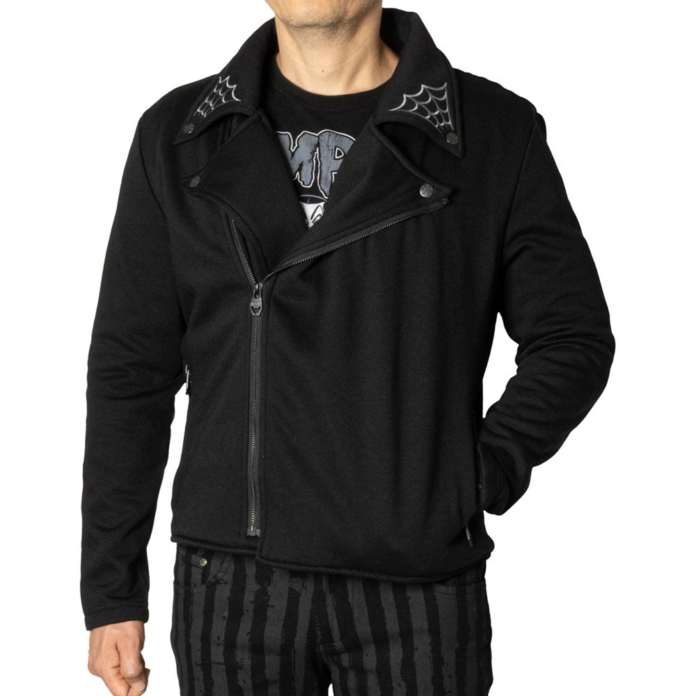 Spiderweb Biker Fleece Zip Up Jacket