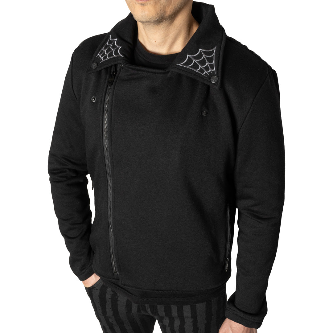 Spiderweb Biker Fleece Zip Up Jacket - Kreepsville