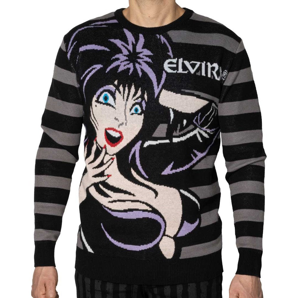 Elvira Grey Striped Sweater - Kreepsville