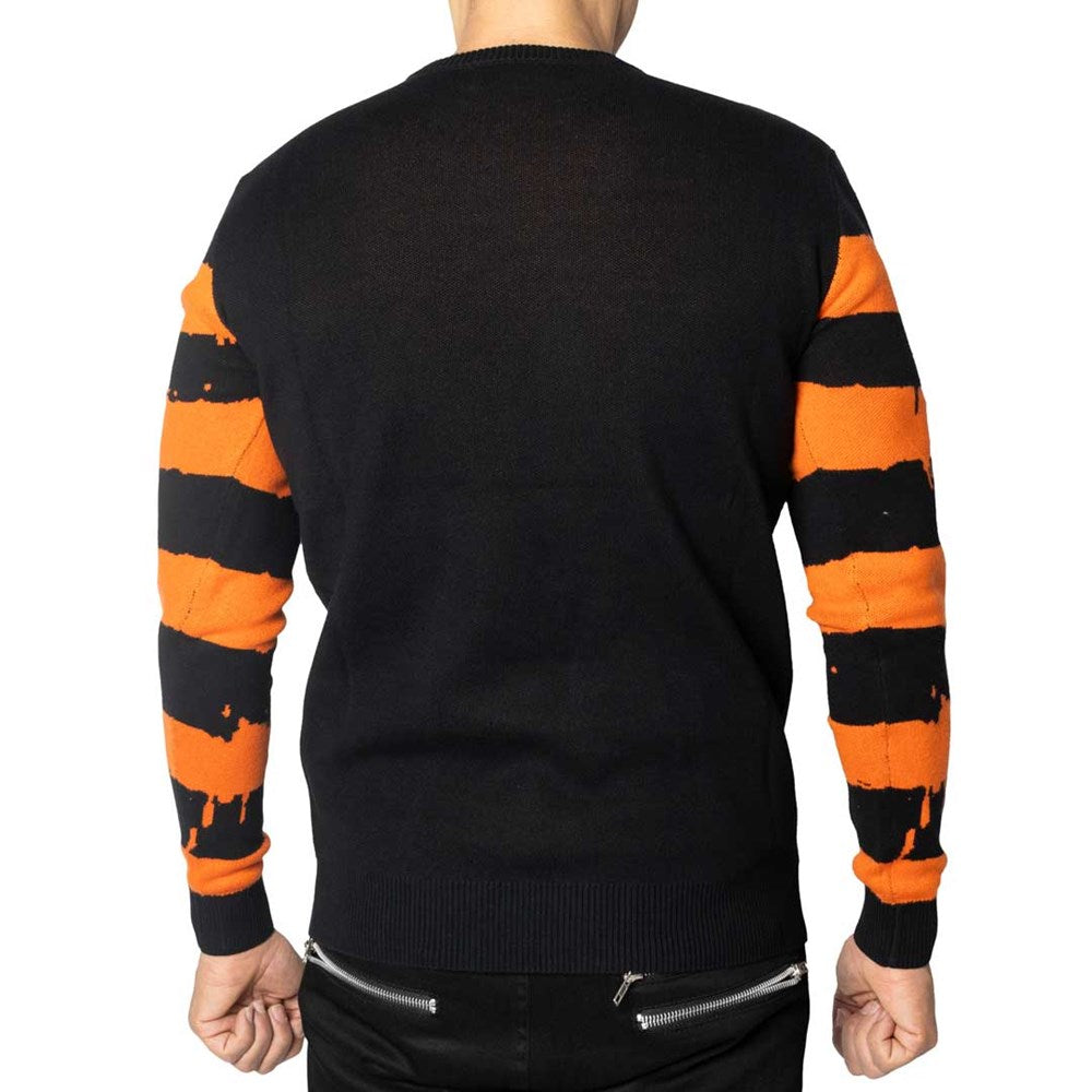Pumpkin Distressed Striped Sweater - Kreepsville