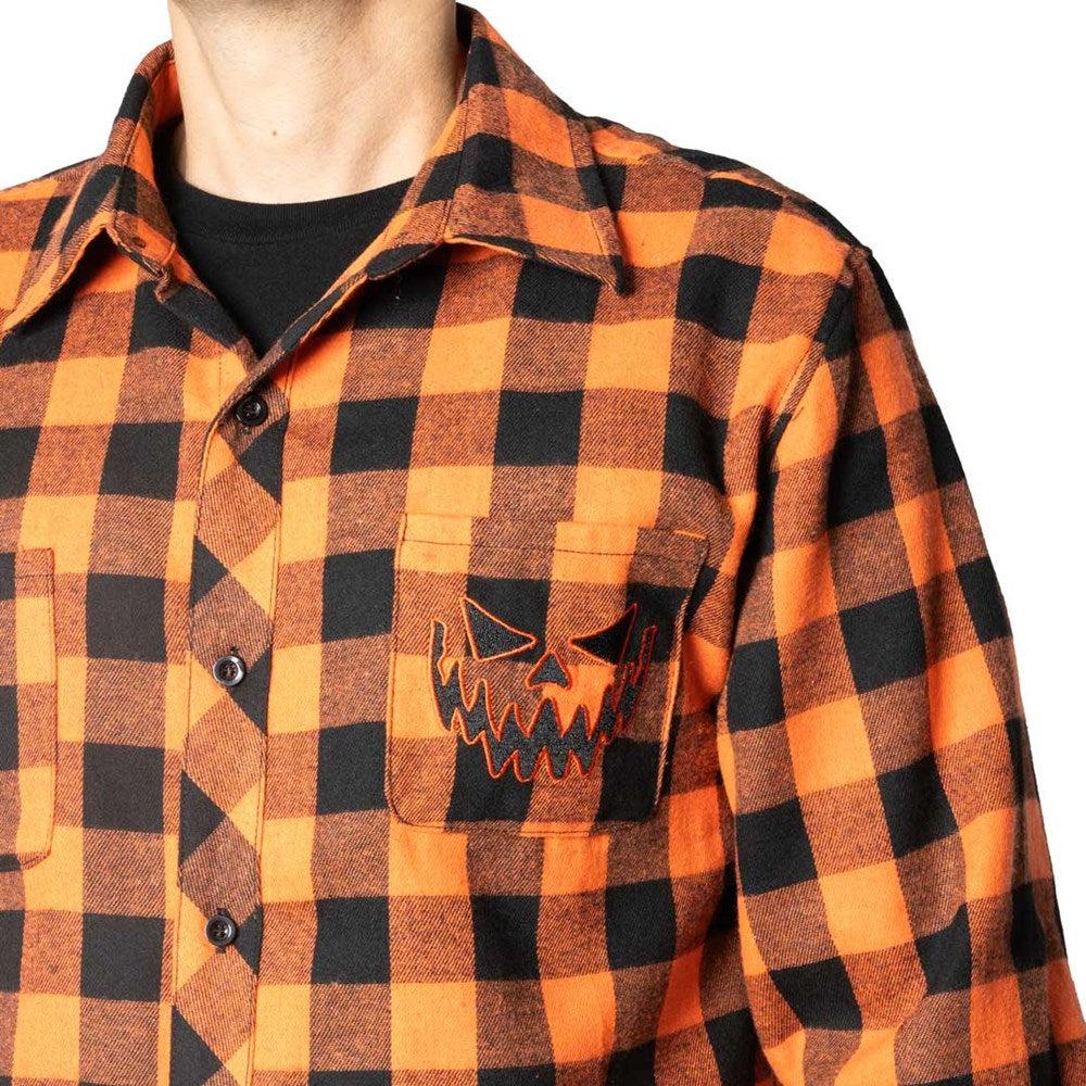 Pumpkin Face Orange Flannel Shirt - Kreepsville