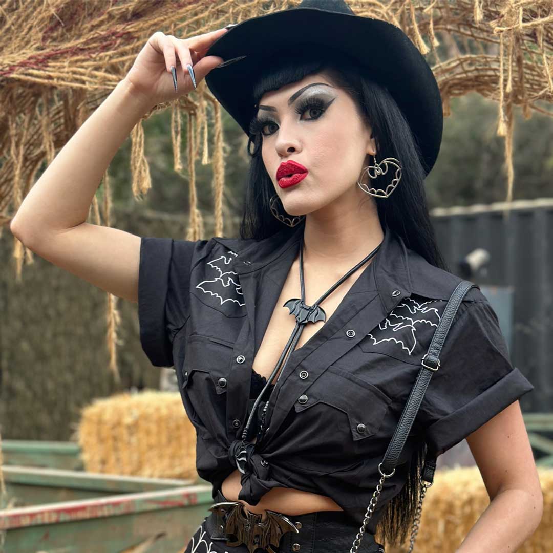 Bat Bone White Western Shirt - Kreepsville