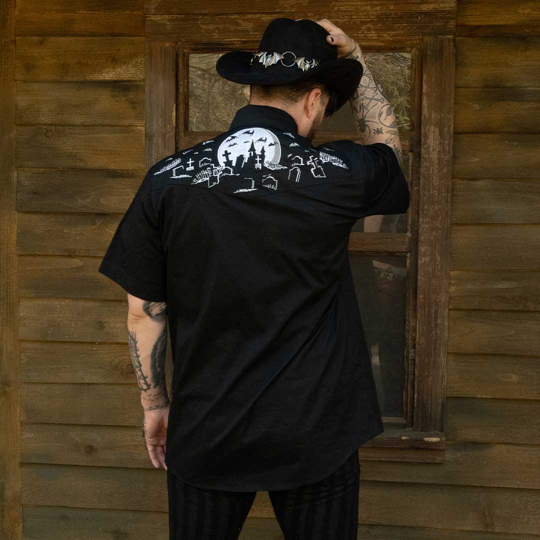 Nighttime Cemetery Western Shirt - Kreepsville