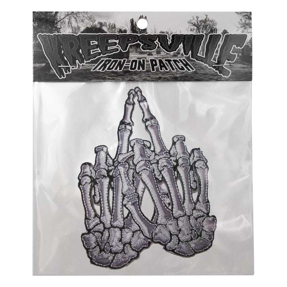 Skelli Hand Finger Bone Patch Pair White - Kreepsville