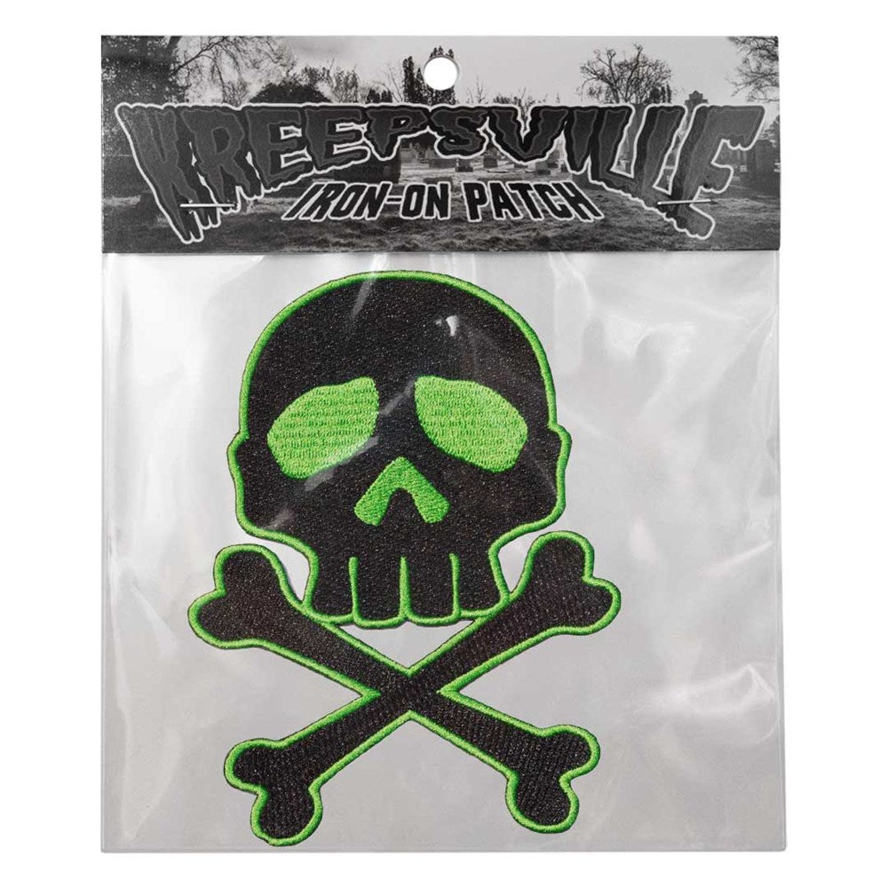 Skull Cross Bones Green Patch - Kreepsville