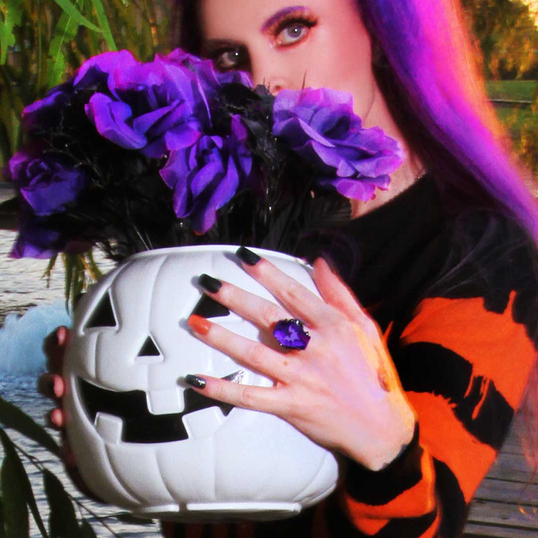 Elvira Coffin Jewel Purple Ring - Kreepsville