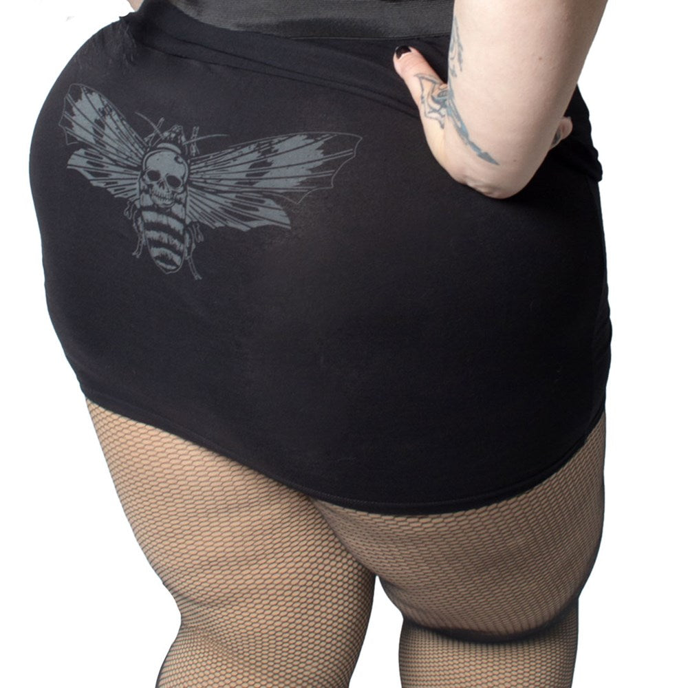 Death Moth Mini Skirt Grey - Kreepsville