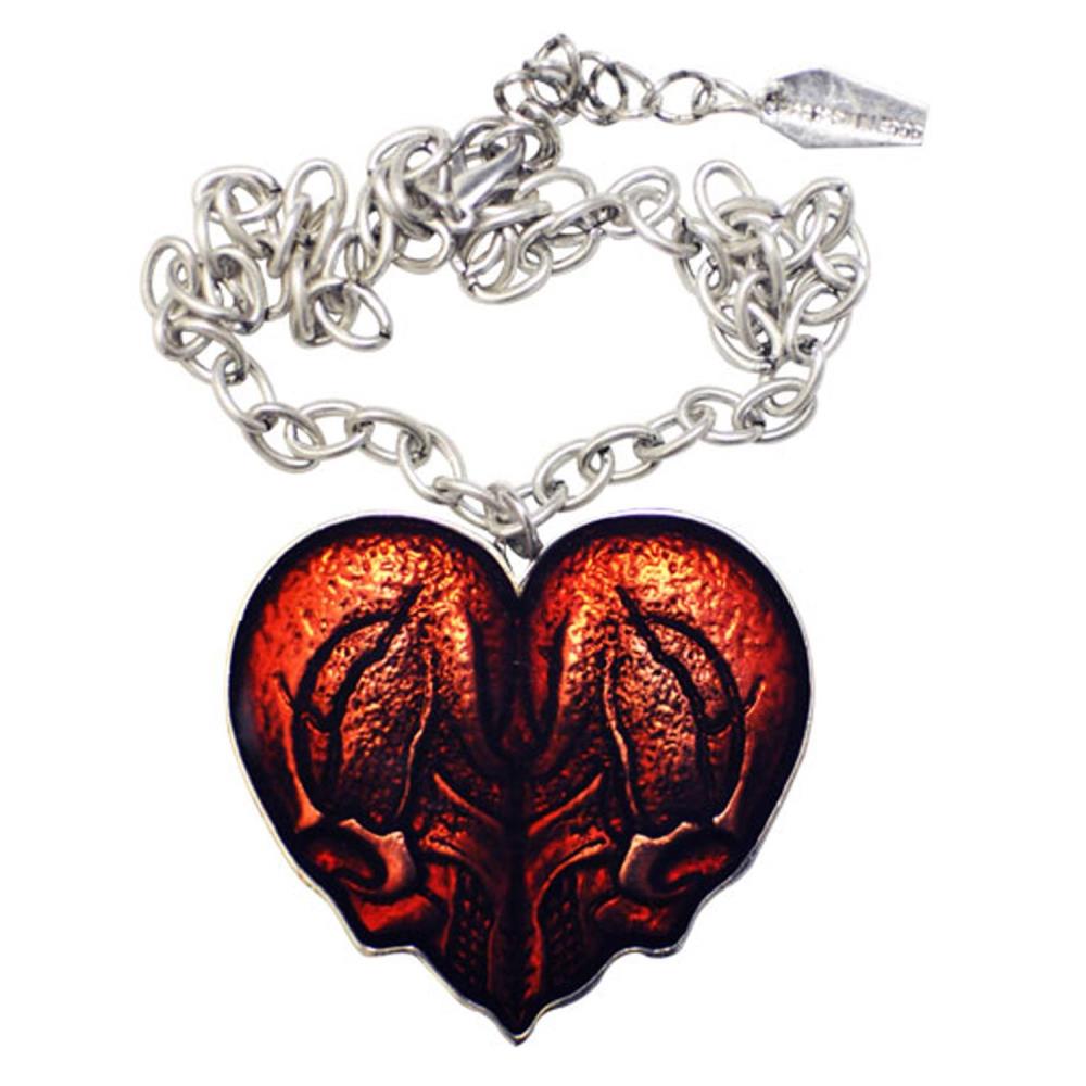 Red Skull Heart Necklace - Kreepsville