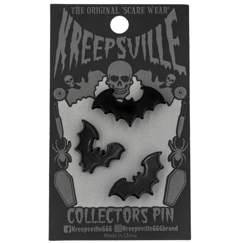 Flying Bat Plated Pin Set Of 3 - Kreepsville