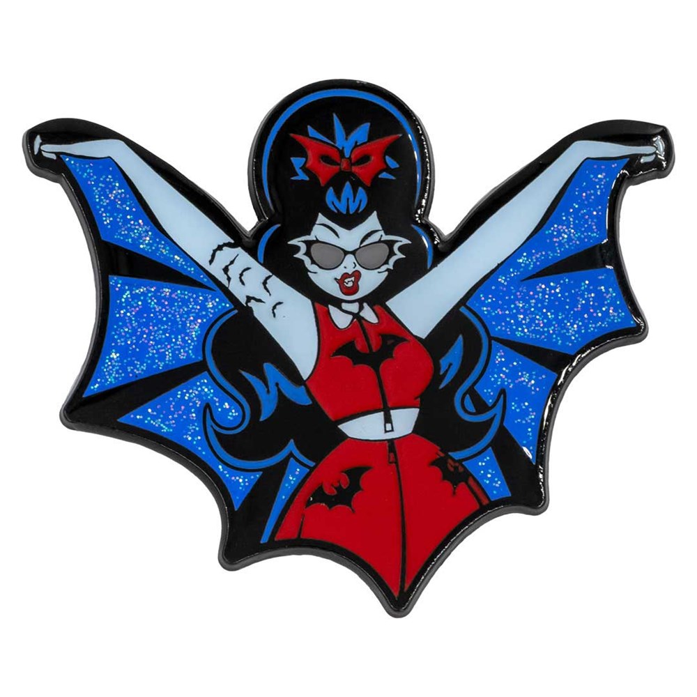 Vampire Girl Batwing Glitter Enamel Pin - Kreepsville