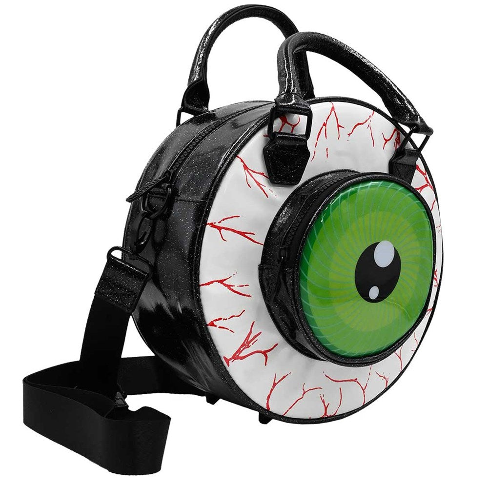 Eyeball Black Glitter Backpack Purse - Kreepsville