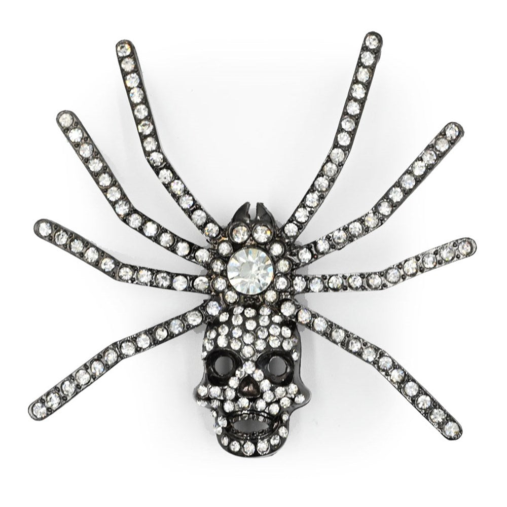 Dia Spider Skull Brooch Clear - Kreepsville