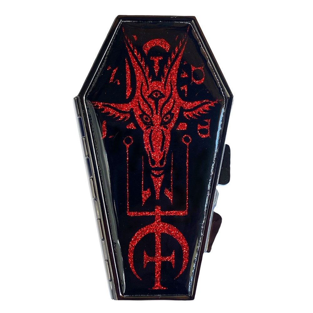 Baphomet Satanic Red Glitter Coffin Compact - Kreepsville