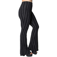 Thumbnail for Distressed Stripe Grey Flare Leggings - Kreepsville