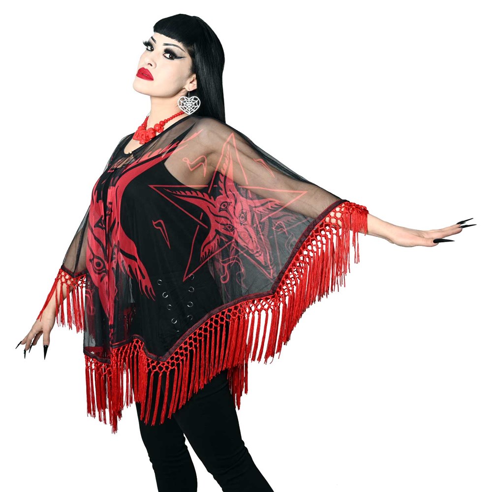 Satanic Goat Head Mesh Cape - Kreepsville