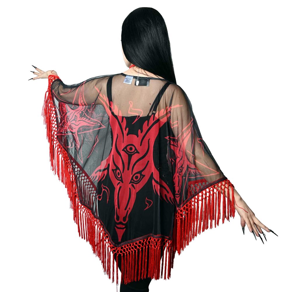 Satanic Goat Head Mesh Cape - Kreepsville