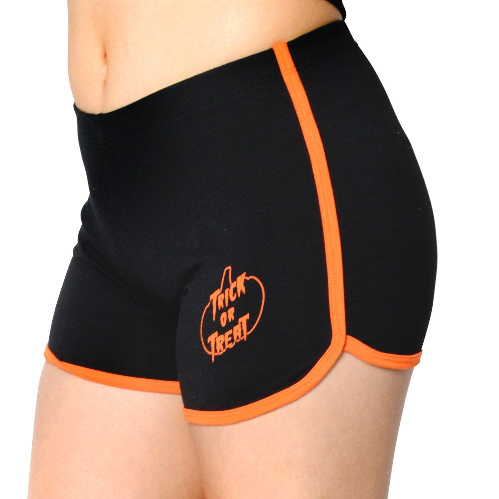 Pumpkin Trick Or Treat Womens Running Shorts - Kreepsville