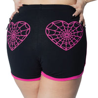 Thumbnail for Web Heart Pink Womens Running Shorts - Kreepsville