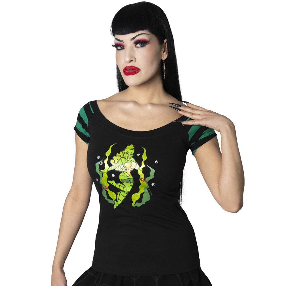 She Creature Glitter Shoulder Top - Kreepsville