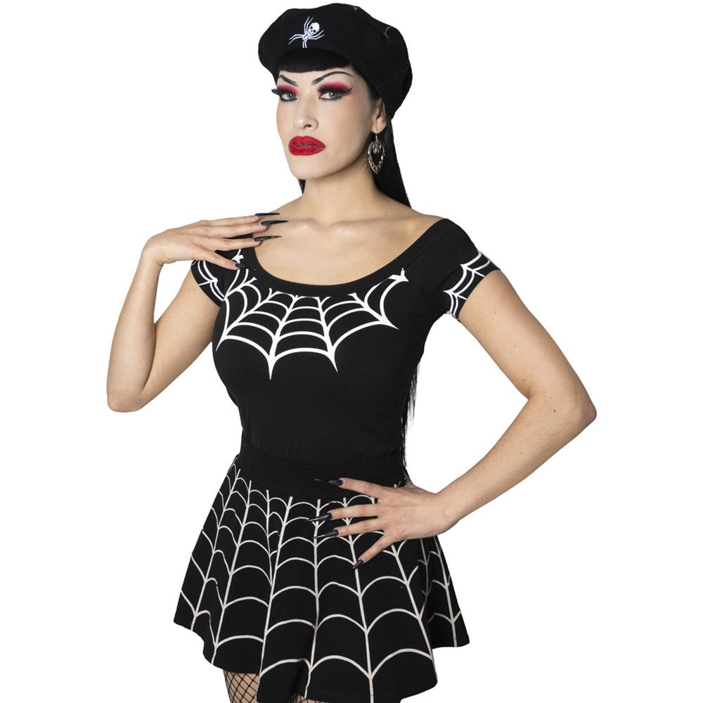 Spiderweb White Shoulder Top - Kreepsville