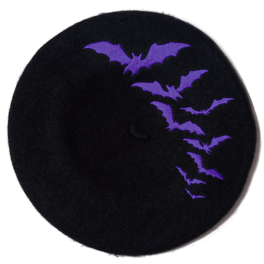 Bat Repeat Purple Beret Hat - Kreepsville