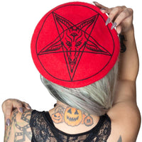 Thumbnail for Goat Head Red Beret Hat - Kreepsville