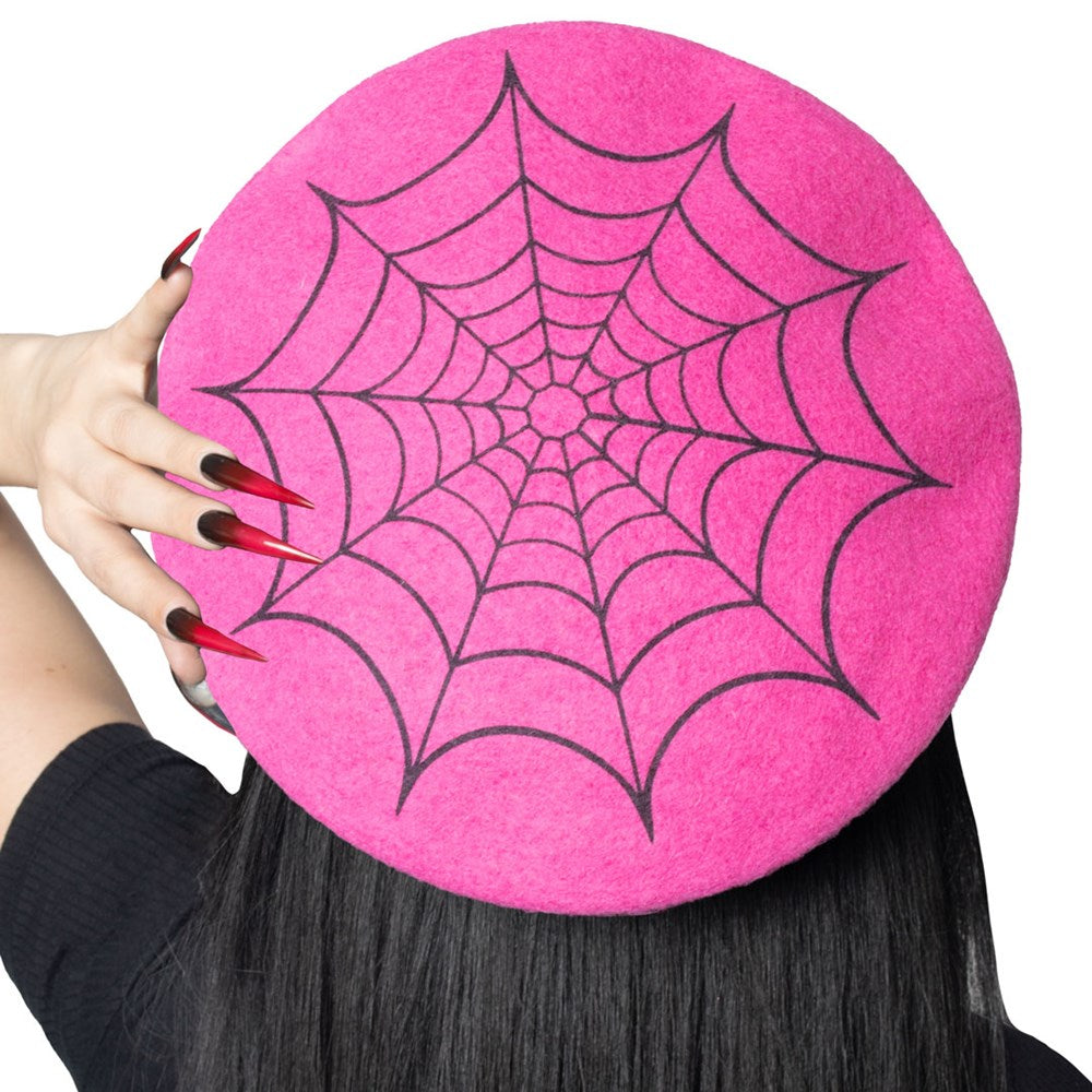 Web Pink Beret Hat - Kreepsville
