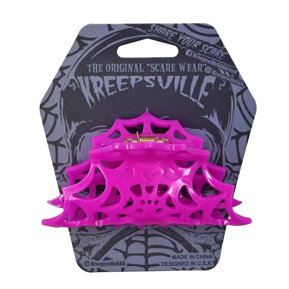 Spiderweb Hair Claw Clip Pink - Kreepsville