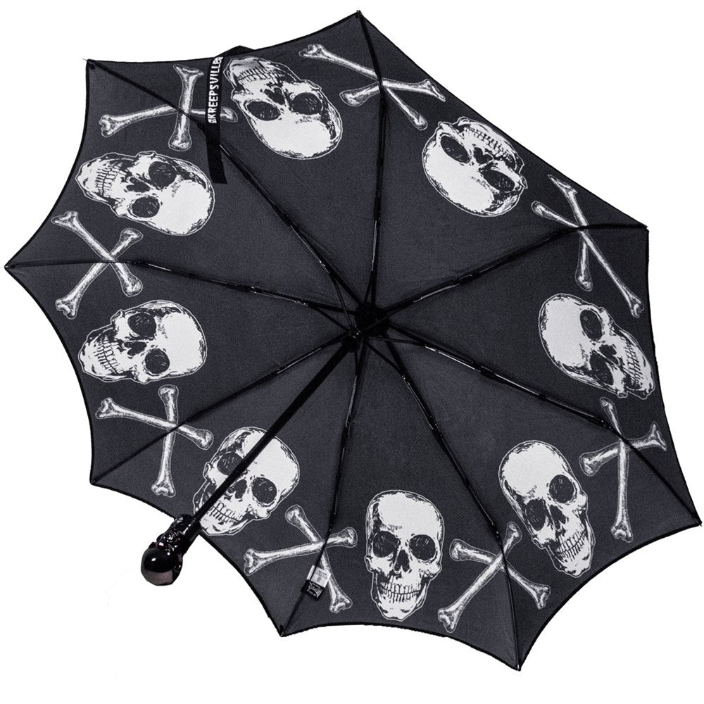 Skull Handle Anatomical Skull And Bones Umbrella - Kreepsville