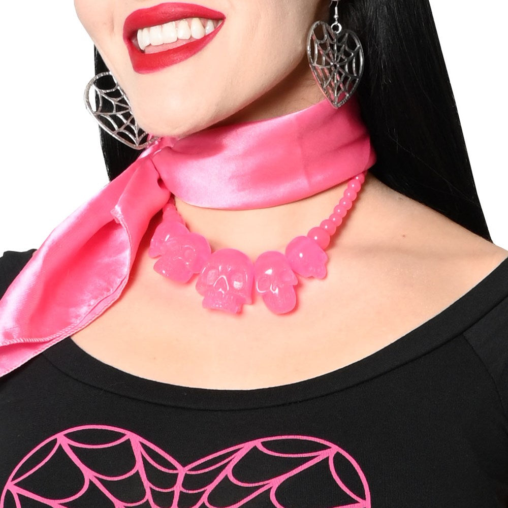 Skull Collection Necklace Pink Glitter - Kreepsville