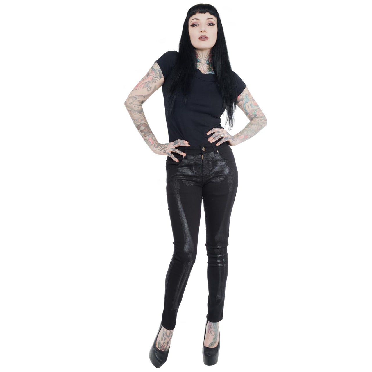 Skeleton Skinny Jeans Black Bone - Kreepsville