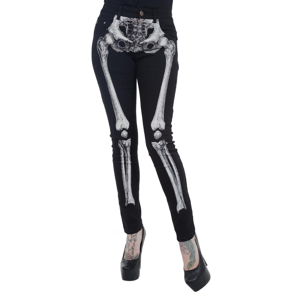 Skeleton Skinny Jeans White Bone - Kreepsville