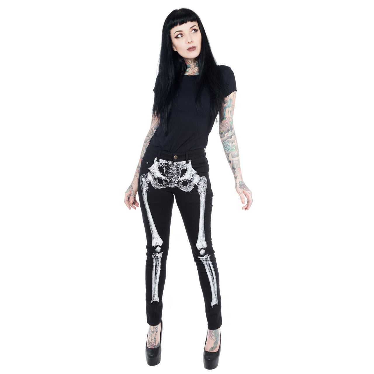 Skeleton Skinny Jeans White Bone - Kreepsville