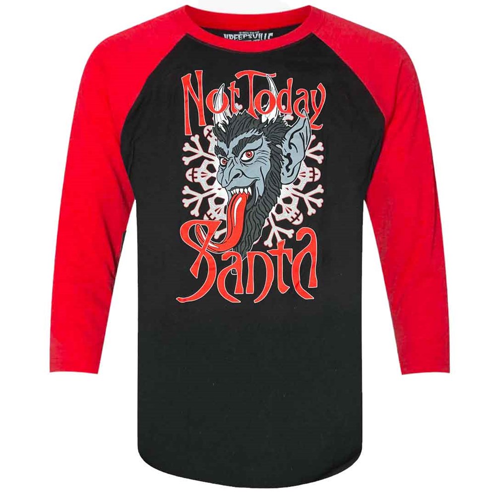Krampus Not Today Santa Longsleeve Raglan Tee - Kreepsville
