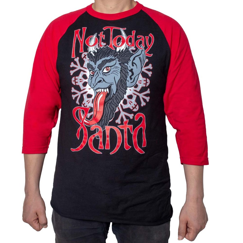 Krampus Not Today Santa Longsleeve Raglan Tee - Kreepsville