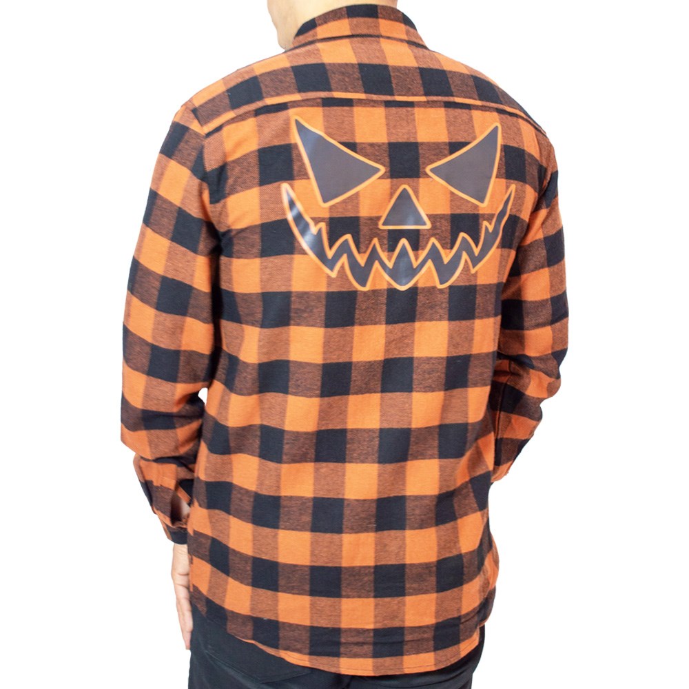 Trick Or Treat Pumpkin Orange Flannel Shirt - Kreepsville