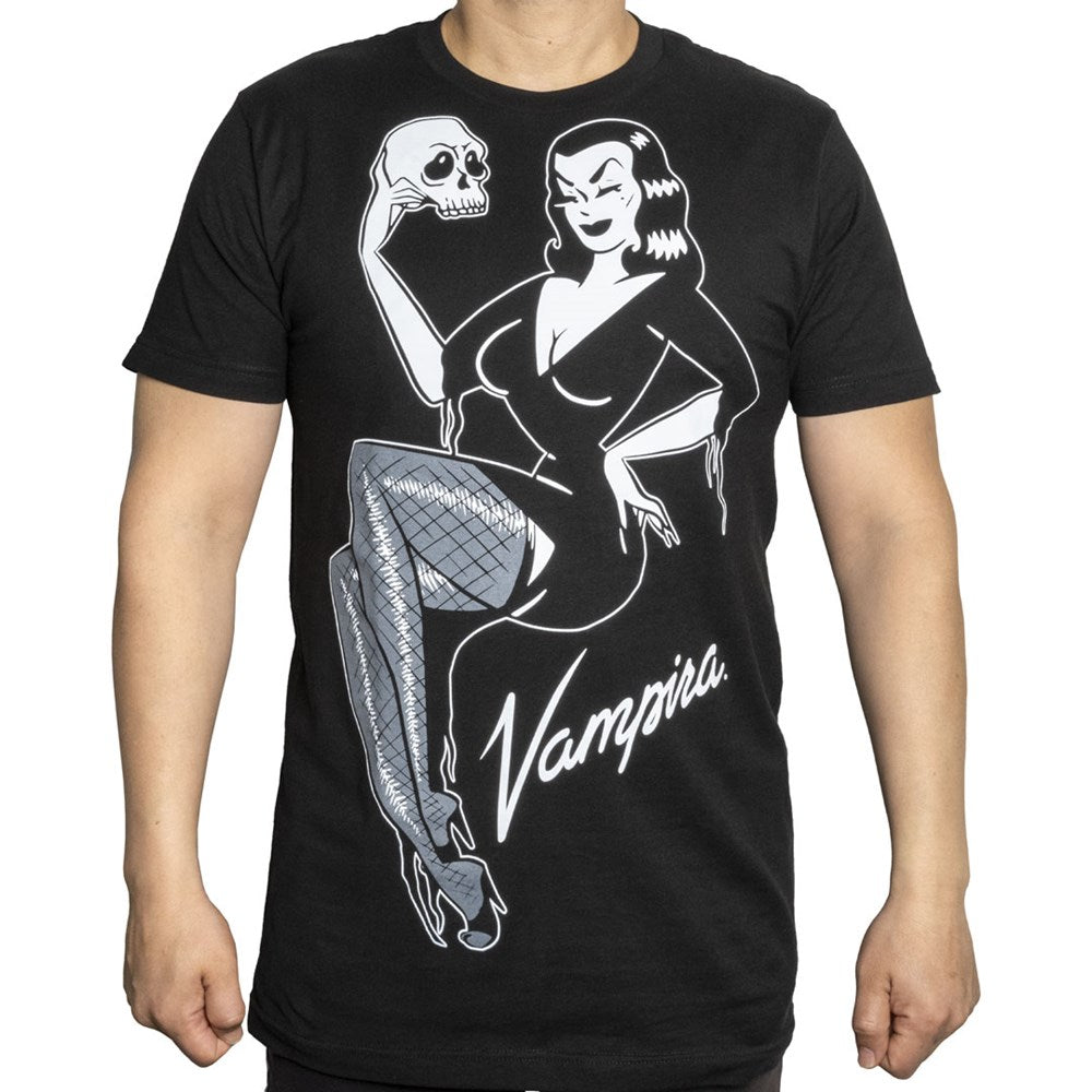 Vampira Jumbo Skull Pin-up T-shirt - Kreepsville