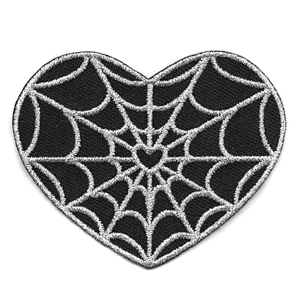 Spiderweb Heart Silver Patch - Kreepsville
