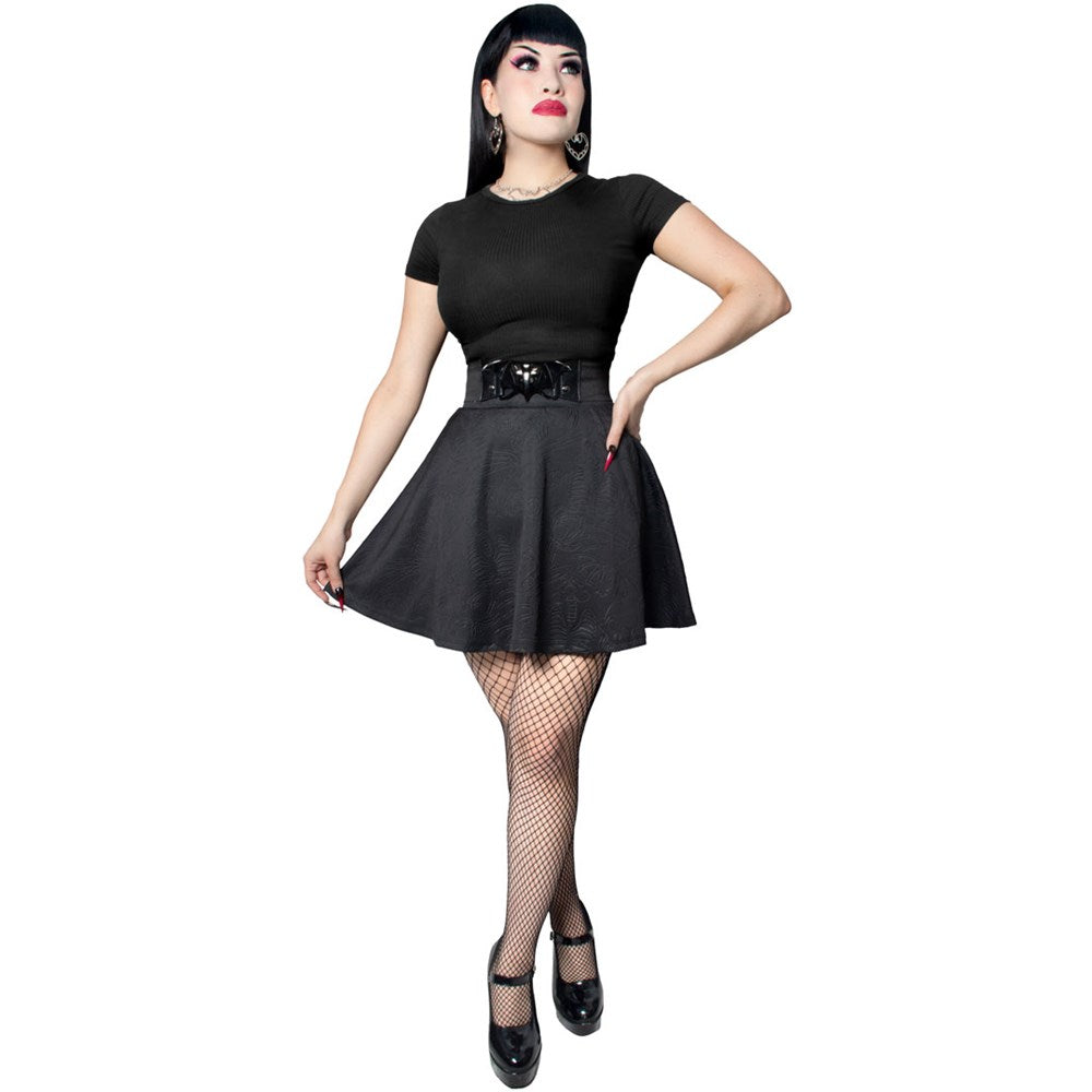 Death Repeat Embossed Skater Skirt - Kreepsville