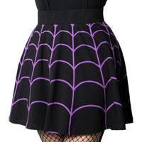 Thumbnail for Spiderweb Purple Skater Skirt - Kreepsville