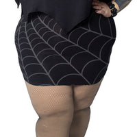 Thumbnail for Spiderweb Mini Skirt Grey - Kreepsville