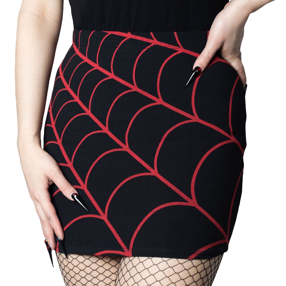 Spiderweb Mini Skirt Red - Kreepsville